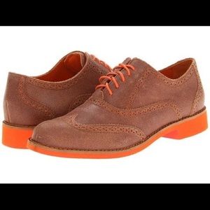Cole Han Brown and Orange Leather Oxfords